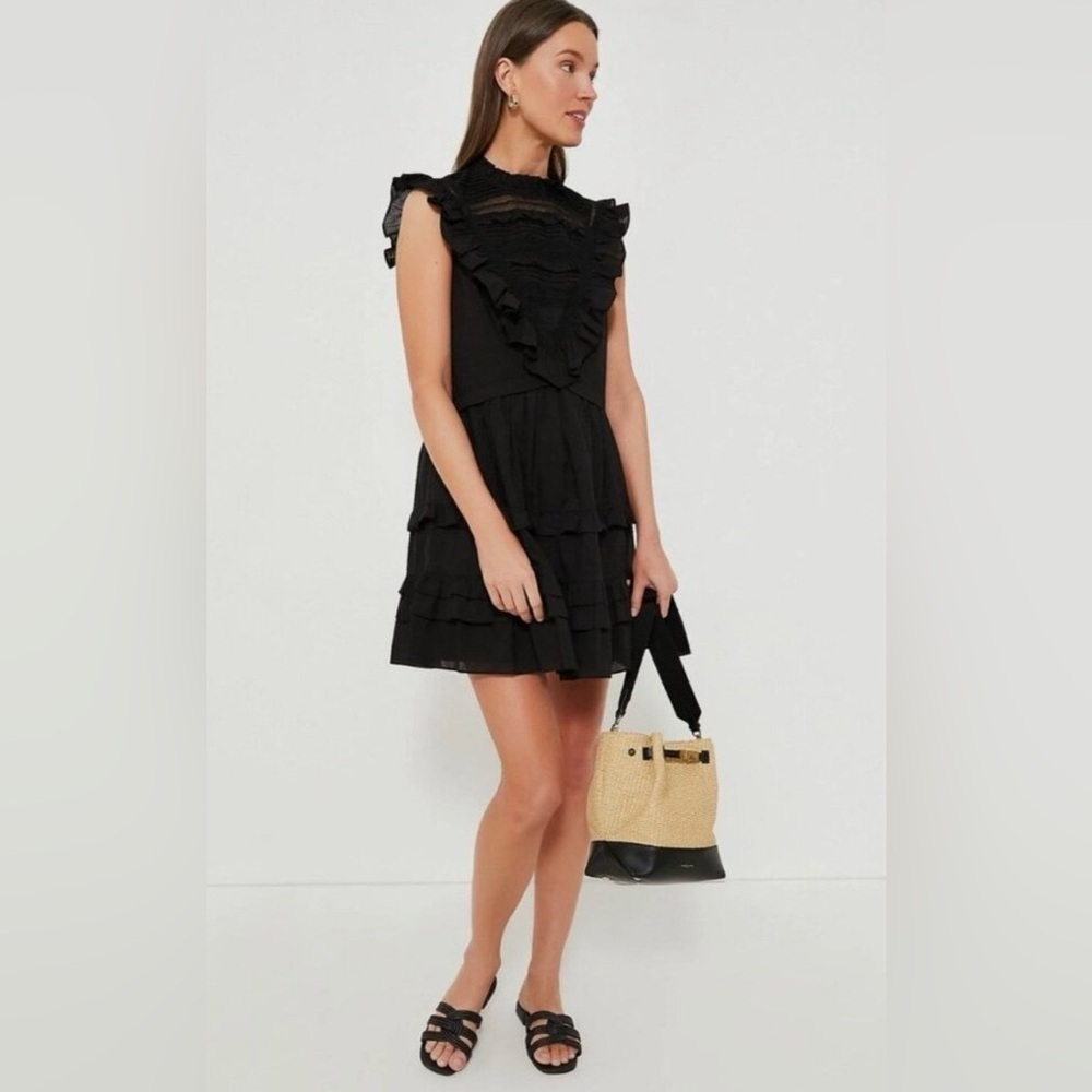 Tuckernuck Pomander Place Black Cecil Ruffle Lace Mini Dress XL NWOT - Picture 3 of 11